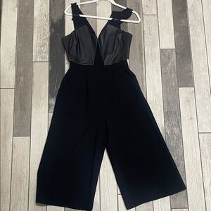 BCBGeneration Black Faux Leather Jumpsuit size 4
